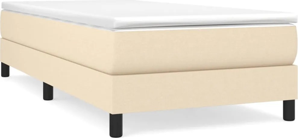 vidaXL Pat box spring cu saltea, crem, 100x200 cm, textil