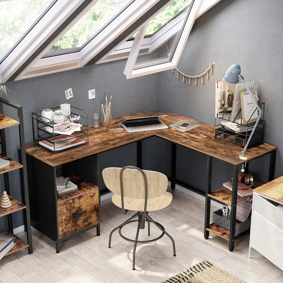 Birou de Studiu, Maro Rustic / Negru, LWD75X-2