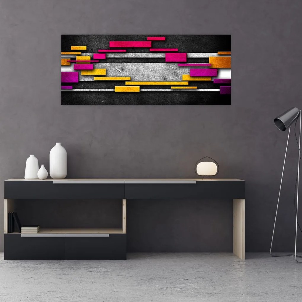 Tablou - Abstrac colorat, fundal negru (120x50 cm)