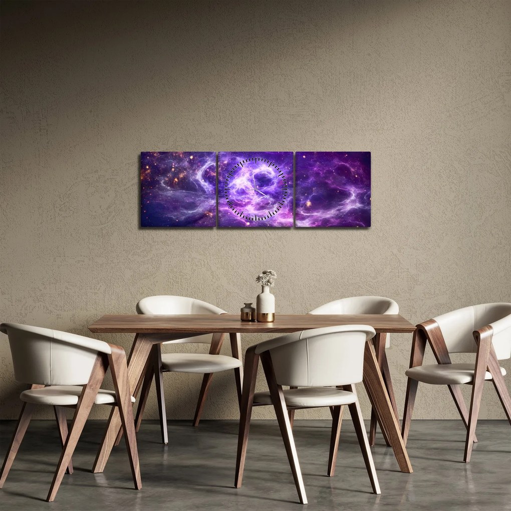 Tablou - Universul violet (cu ceas) (90x30 cm)