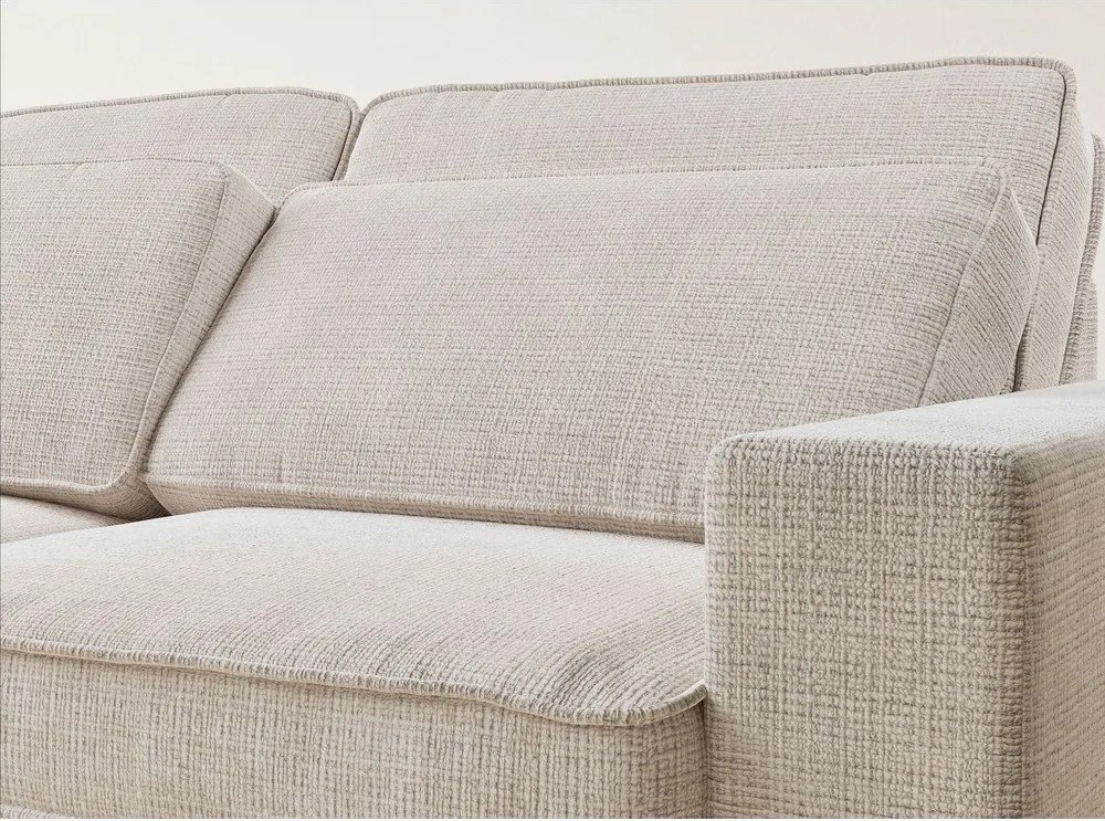 Colțar crem cu tapițerie din chenille (cu colț pe partea stângă/în formă de ”L”) Kirou – Maison de Rêve