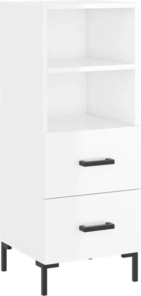 vidaXL Servantă, alb extralucios, 34,5x34x90 cm, lemn compozit