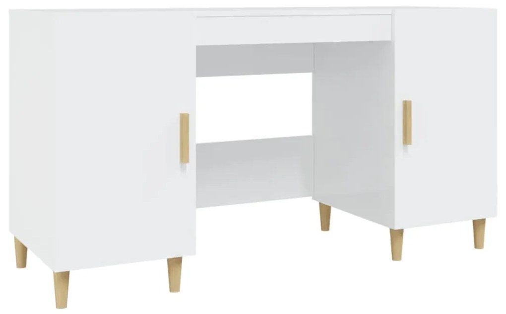 812768 vidaXL Birou, alb extralucios, 140x50x75 cm, lemn compozit