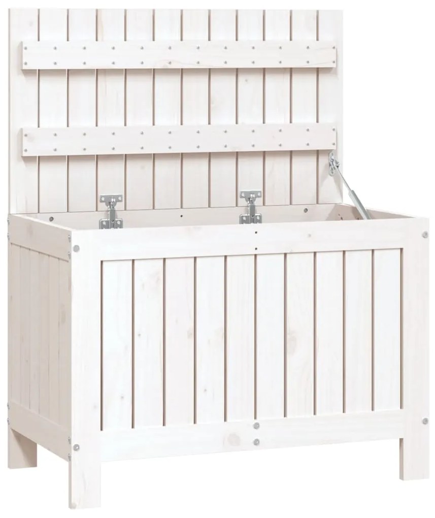 823823 vidaXL Cutie de depozitare grădină, alb, 76x42,5x54 cm, lemn masiv pin