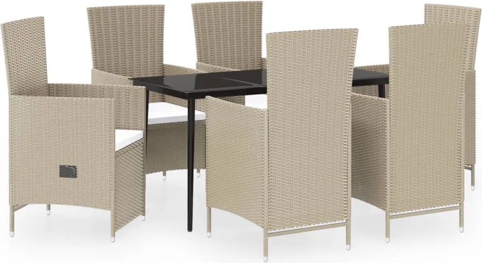 vidaXL Set de mobilier pentru grădină, cu perne, 7 piese, bej