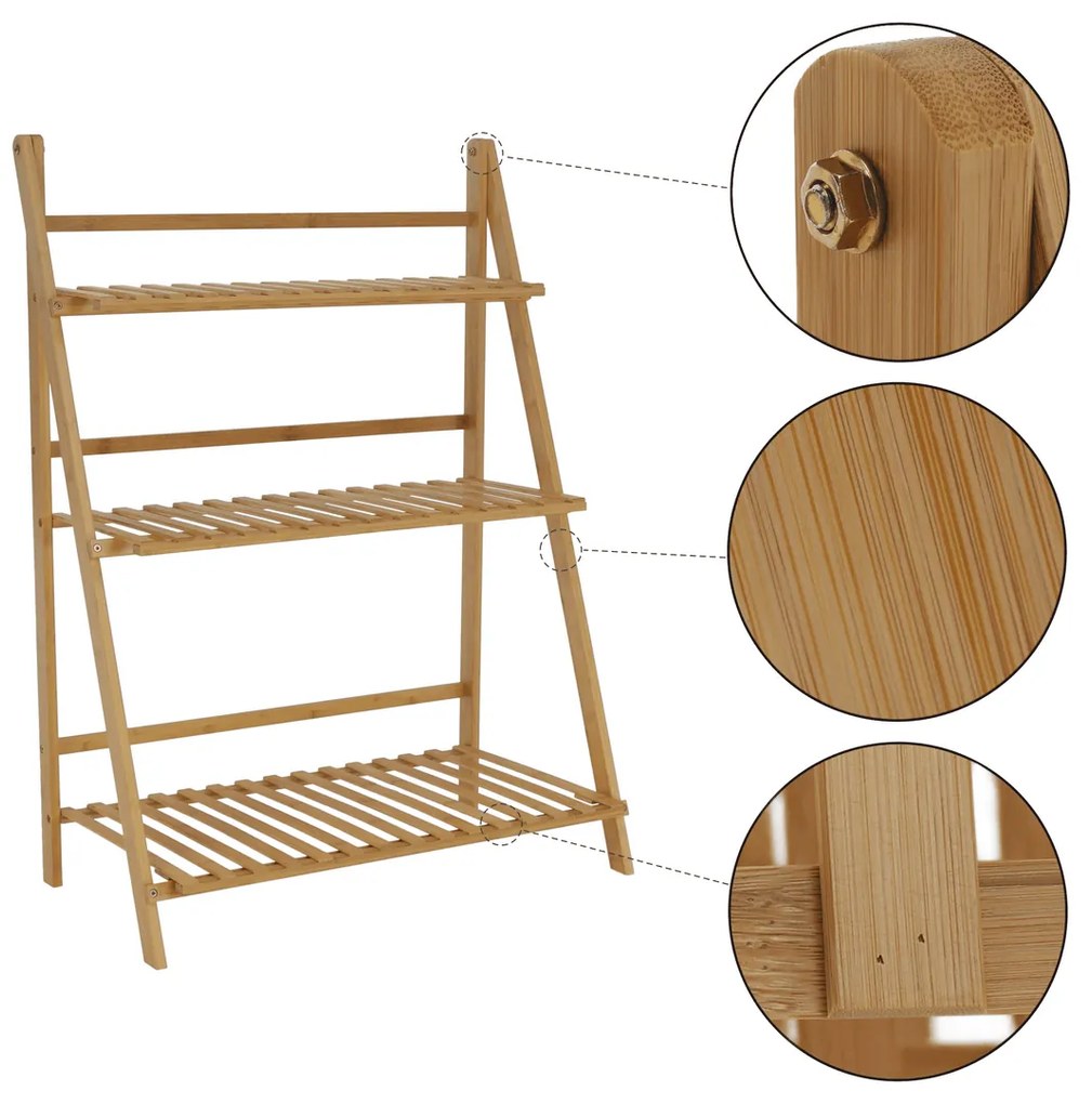 Suport de flori din bambus Nepel Tip 1, 70 x 40 x 96 cm