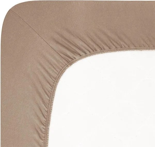 decoDoma Cearșaf elastic jersey cu elastan culoarea nucului 90 x 200 cm