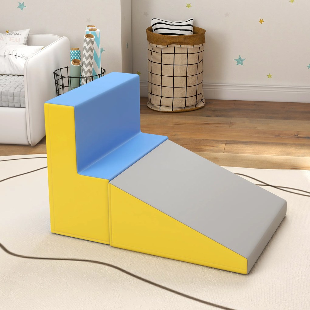 HOMCOM Parcurs motricitate bebeluș jucării de escaladă modulabil 2 cuburi gigante din spumă 50 x 50 x 25 cm multicolor | Aosom Romania