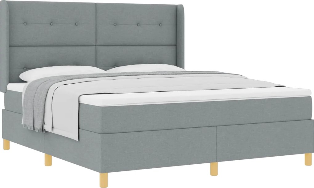 vidaXL Pat cu arcuri cu saltea Gri deschis 180 x 200 cm țesătură