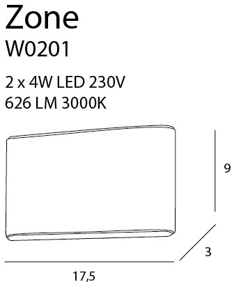Aplica LED lumina ambientala up/down, protectie IP44 Zone alb