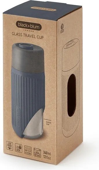 Cană de voiaj gri închis din sticlă 340 ml – Black + Blum