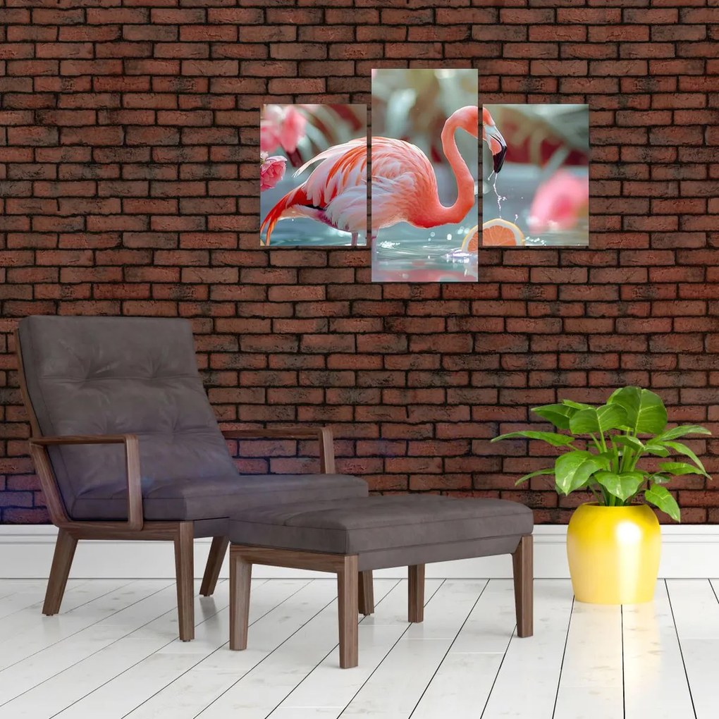 Tablou - Flamingo în iaz (90x60 cm)