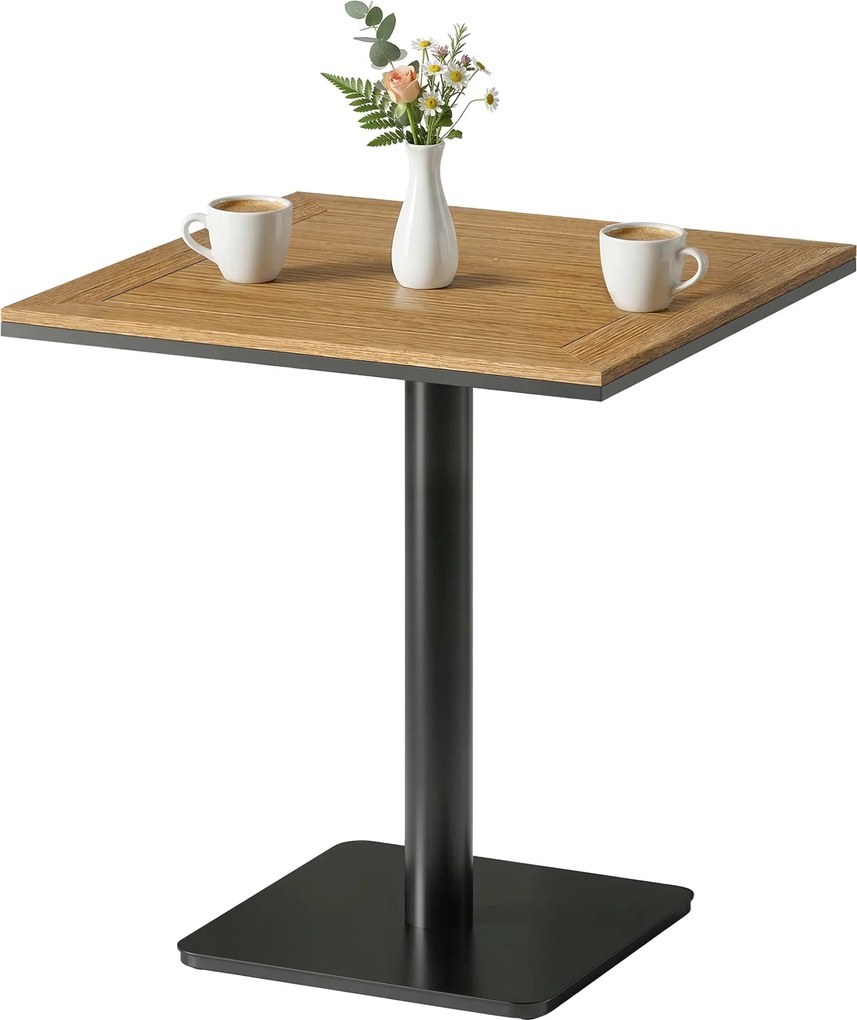 Outsunny Măsuță laterală 70 x 70 cm rezistentă la intemperii masă de grădină cu aspect lemn Bază lată, pătrată lemn natural | Aosom Romania