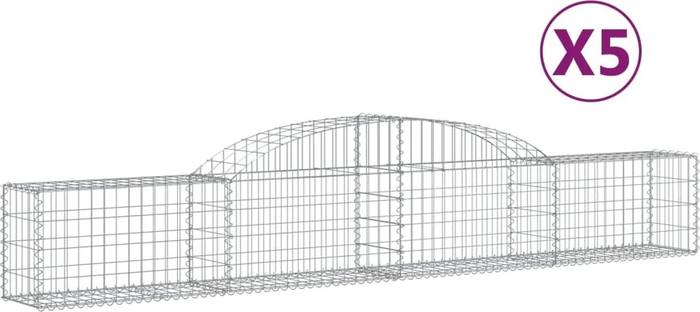 vidaXL Coșuri gabion arcuite, 5 buc., 300x30x40/60 cm, fier galvanizat