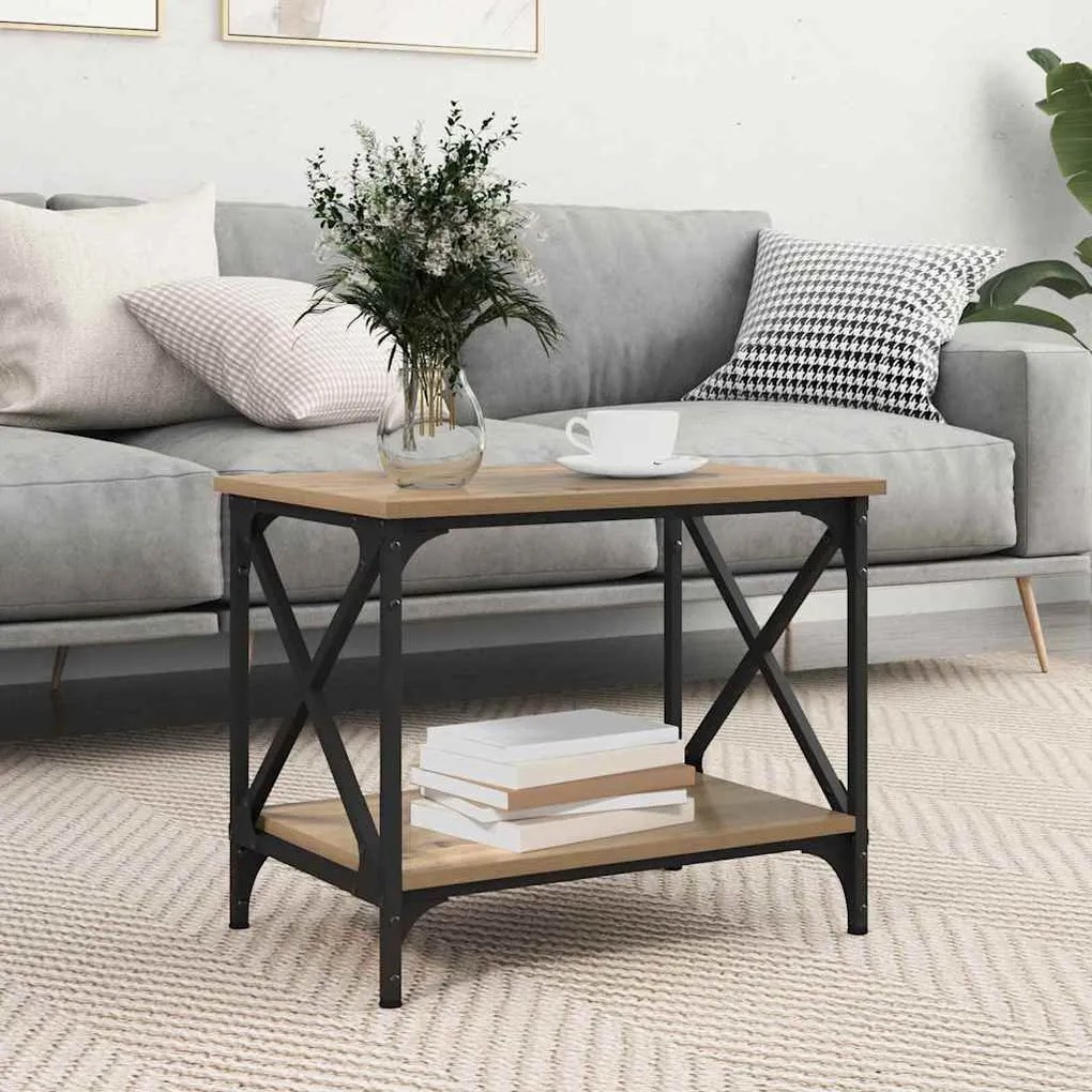 vidaXL Masă laterală stejar artizanal 55 x 38 x 45 cm Lemn compozit