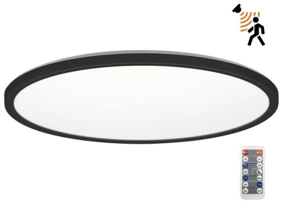 Plafonieră LED cu senzor pentru baie NIVERA LED/32W/230V IP54 d. 42 cm negru + telecomandă
