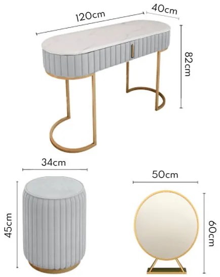 Set masuta de toaleta si taburet Lille - H82 cm