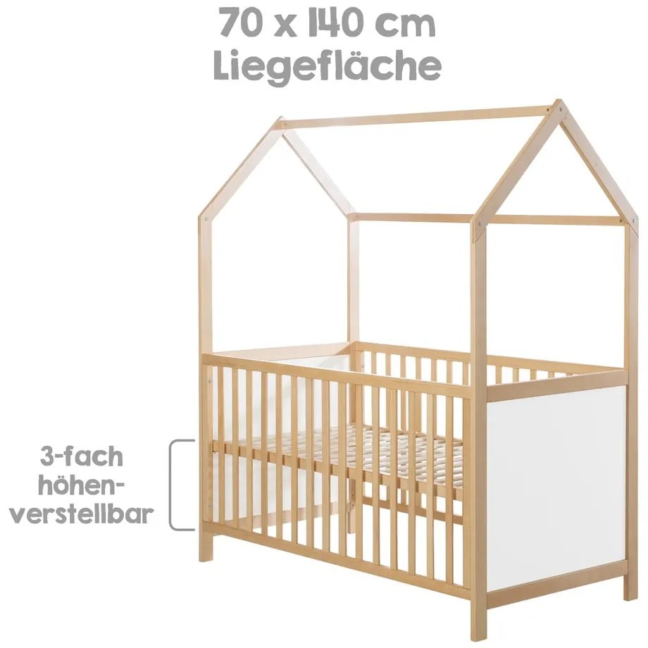 Pătuț alb-natural 70x140 cm – Roba