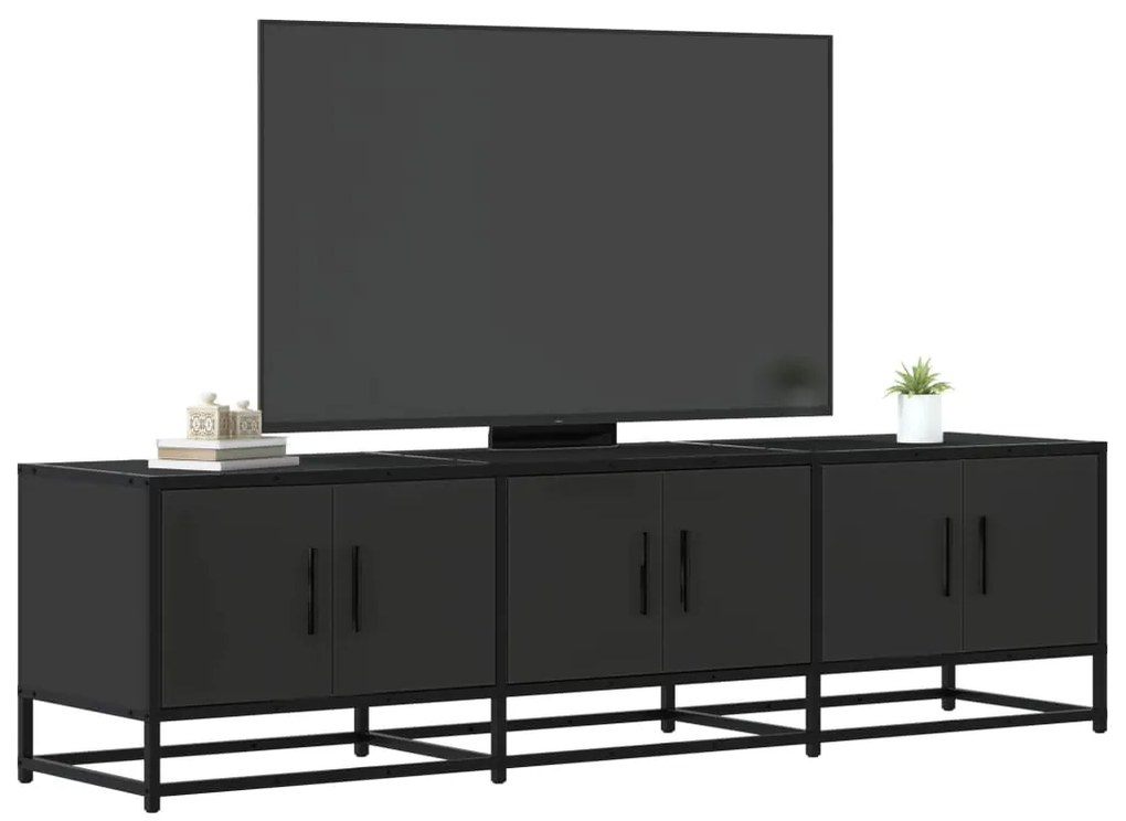vidaXL Dulap TV, negru, 150x35x41 cm, lemn prelucrat și metal