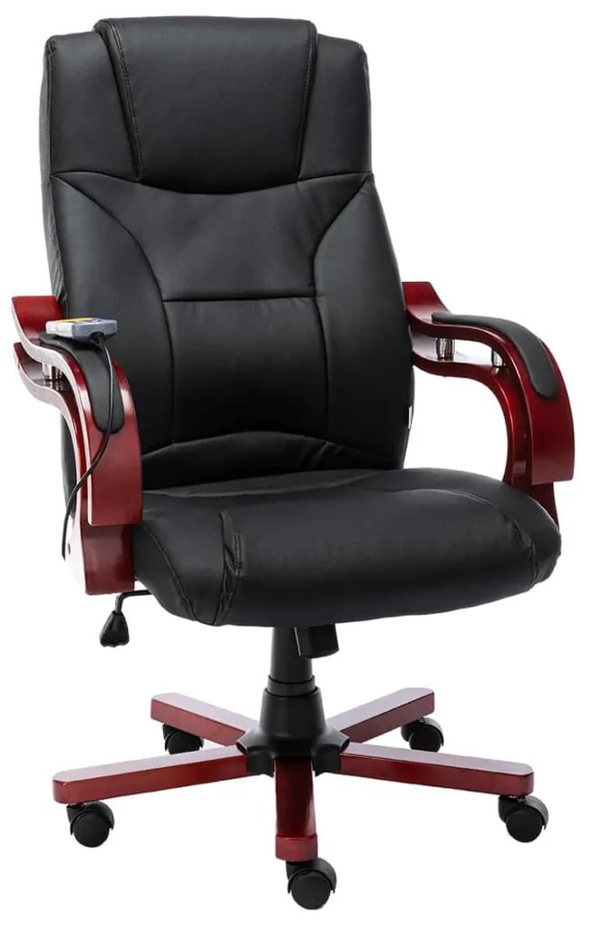 20581 vidaXL Scaun de masaj pentru birou, negru, piele naturală