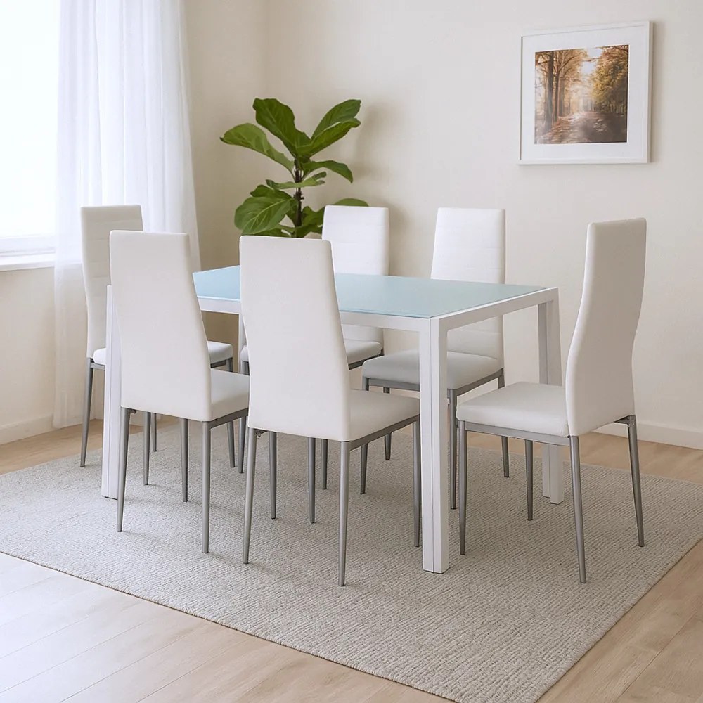 Mabel 6+1 set de luat masa alb-gri