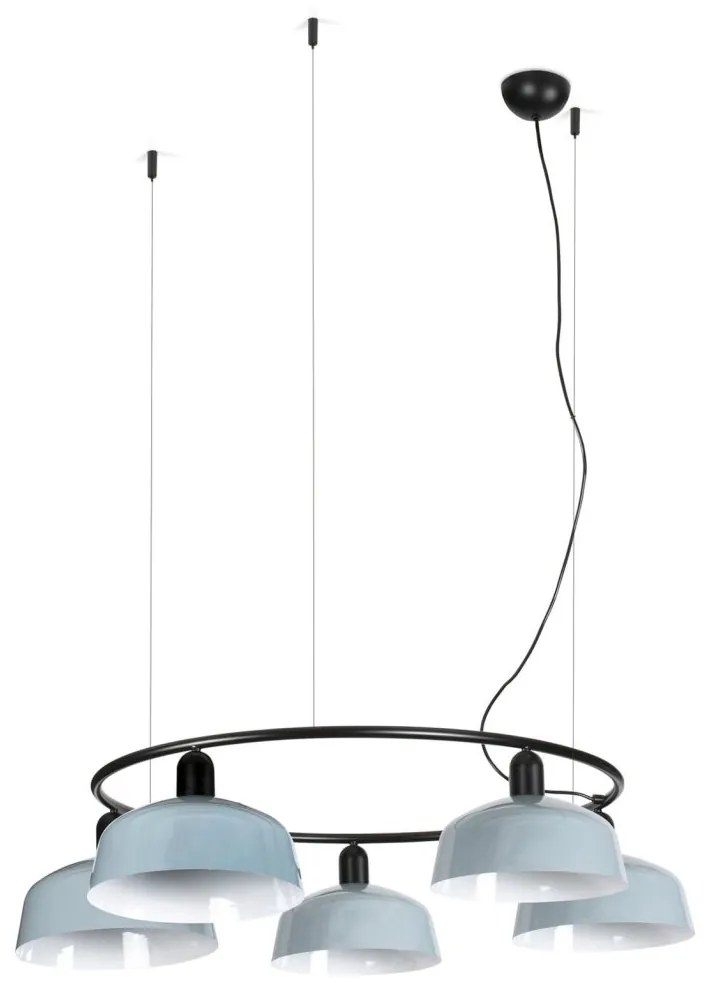 Lustra suspendata metal TATAWIN M 5L negru, blue