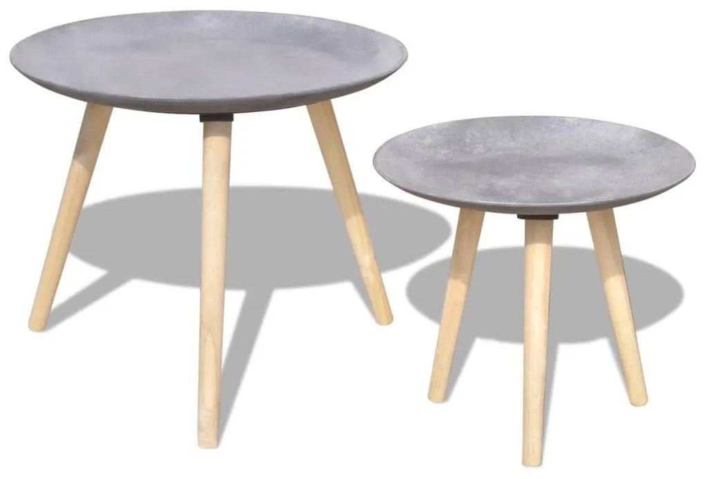 243010 vidaXL Set masă laterală/masă de cafea, 2 piese, 55 & 44 cm, gri beton