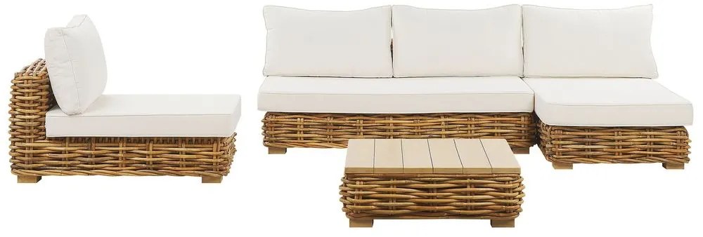 Set de ședere pentru grădină VARELIO (ratan) (maro) (pentru 4 persoane). 1019203