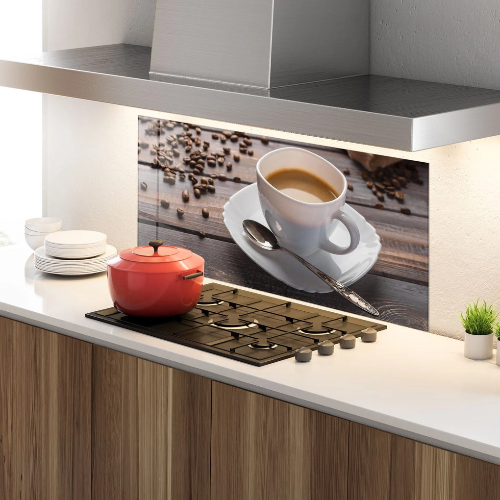 Panou Sticla Bucatarie, 60x120cm, Protectie aragaz, Antistropi, Termorezistent, Alimente, Cafea, Aroma Coffee