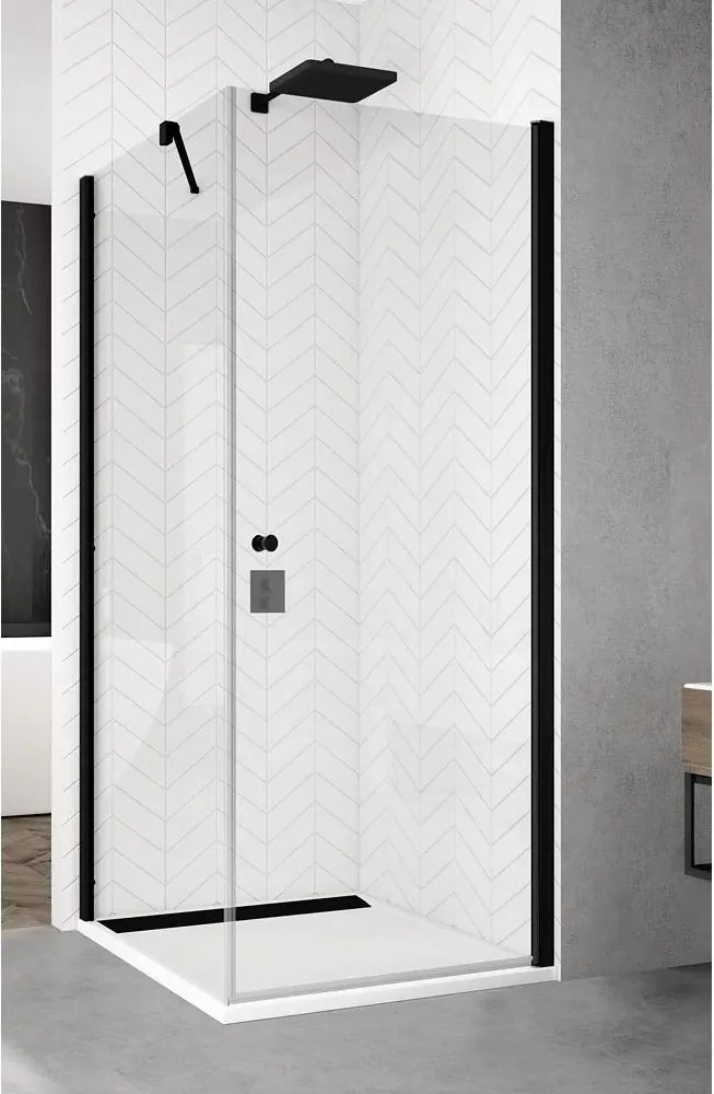 Usa de nisa pivotanta negru mat Sanswiss Solino SOL1 90x200 cm