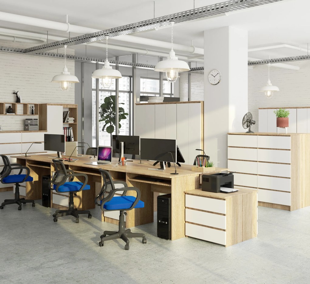 Masă PC Bronte (stejar sonoma + Alb). 1068703