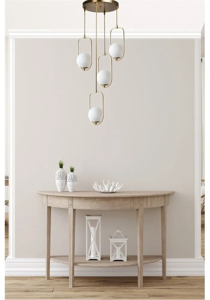 Lustră albă/aurie cu abajur din sticlă ø 30 cm Ahu – Opviq lights