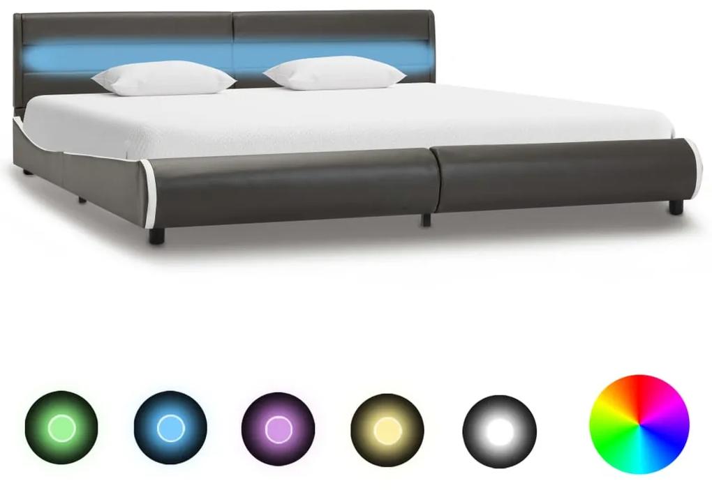 Cadru de pat cu LED, antracit, 180 x 200 cm, piele ecologica Antracit, 180 x 200 cm