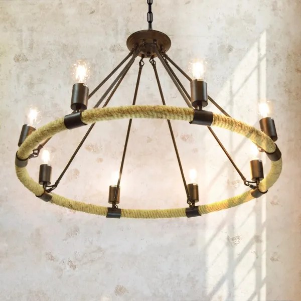 Lustră LED pe lanț ROPE ARTHUR 8xE27/6W/230V