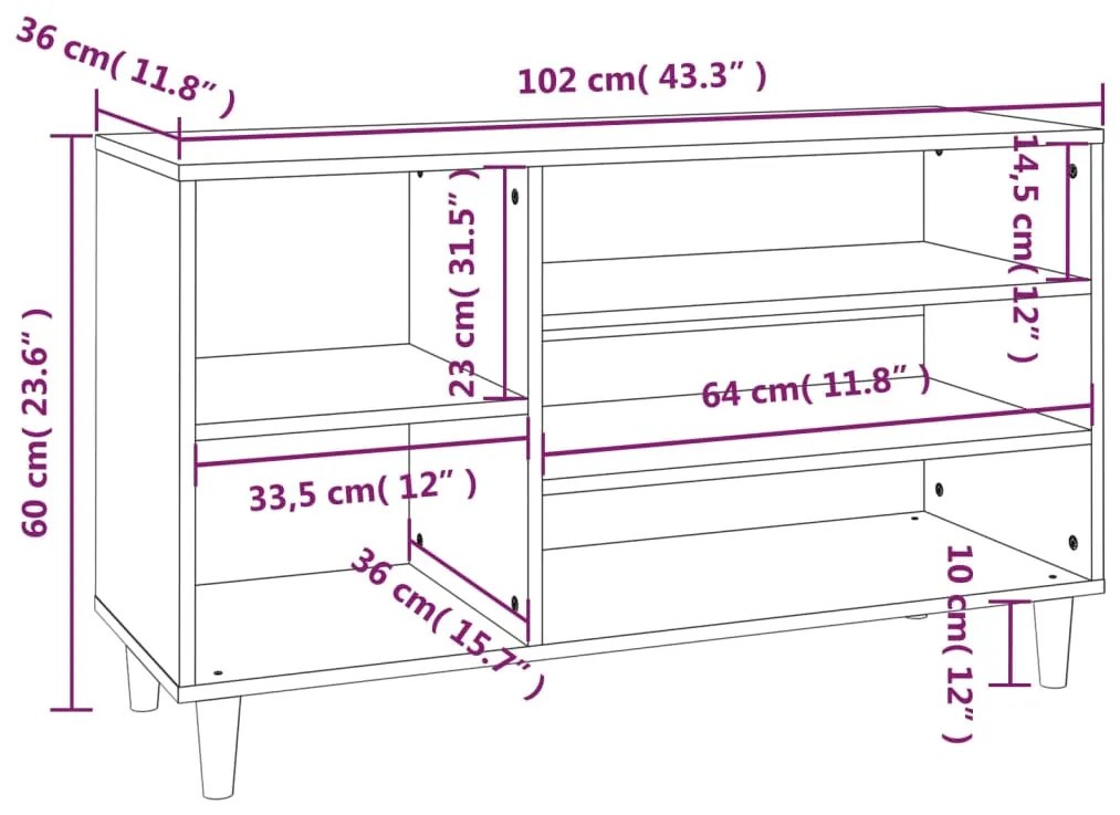 Pantofar, alb, 102x36x60 cm, lemn compozit 1, Alb