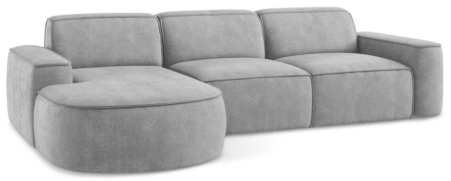 Colțar gri deschis cu tapițerie din chenille (cu colț pe partea stângă/cu șezlong) Omao – Makamii