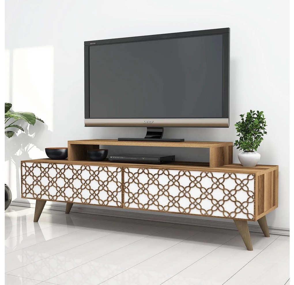 Masă TV/Dulap Clementine (Nuc + Alb). 1088565
