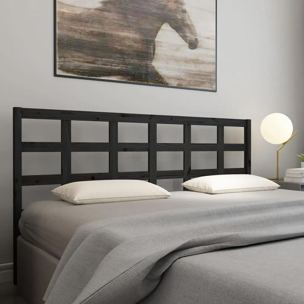 817909 vidaXL Tăblie de pat, negru, 185,5x4x100 cm, lemn masiv de pin