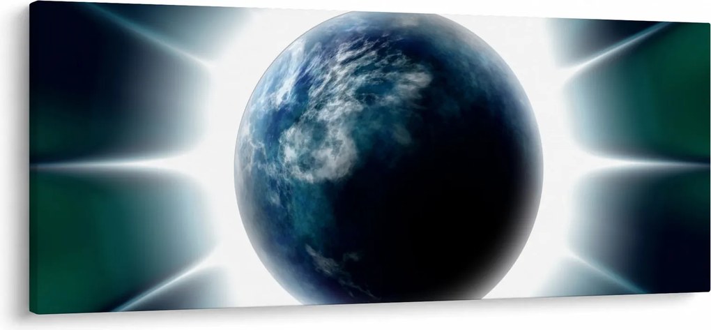 Tablou cu planeta iluminată (120x50 cm)