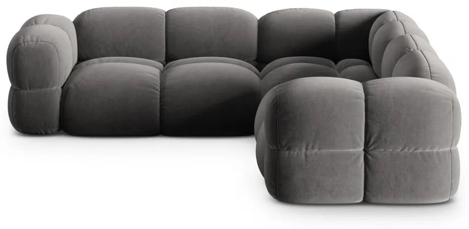 Colțar gri cu tapițerie din catifea Loretto – Cosmopolitan Design