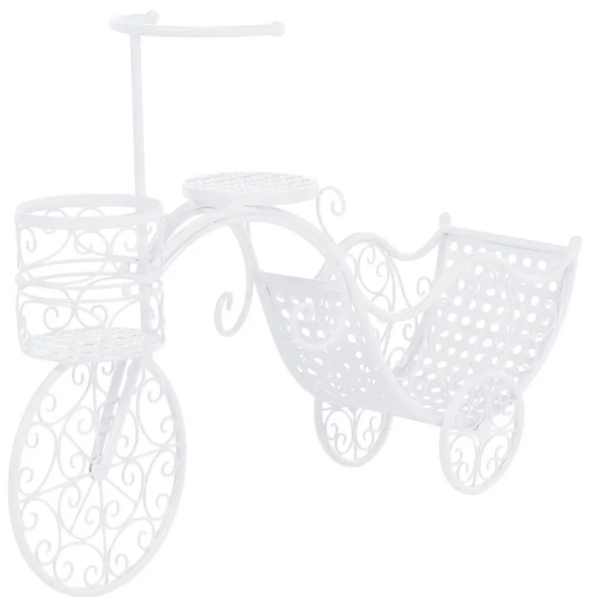Ghiveci de flori RETRO în formă de bicicletă, alb, ALENTO