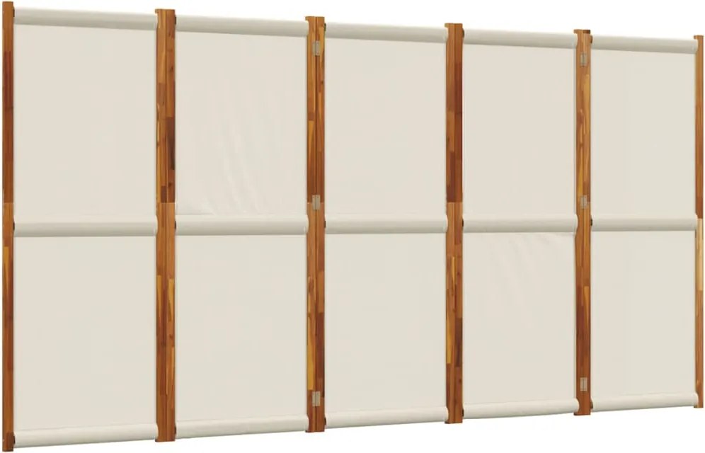 vidaXL Paravan de cameră cu 5 panouri, gri deschis, 350x180 cm