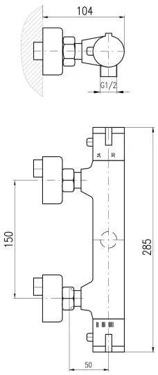 RAV Slezák TRM80.5CMAT - Baterie termostatică pentru duș TERMO, negru mat
