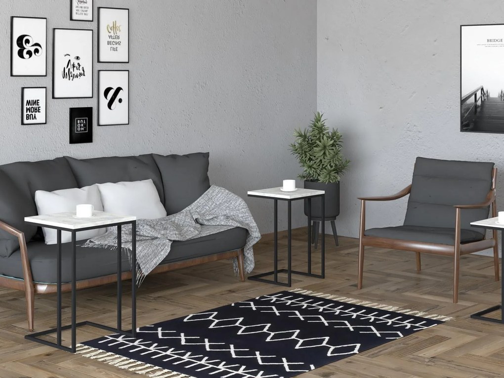 Set 3buc. măsuțe cafea Vudema (negru + cristal) . 1094343