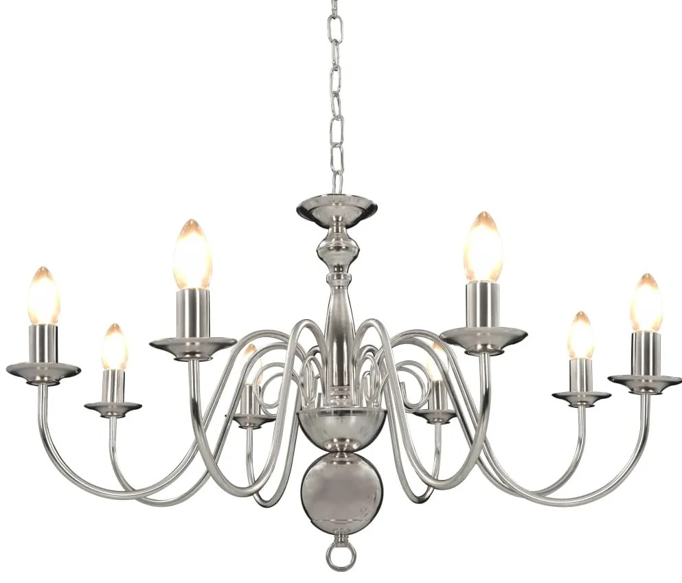 vidaXL Candelabru, argintiu, 8 becuri E14