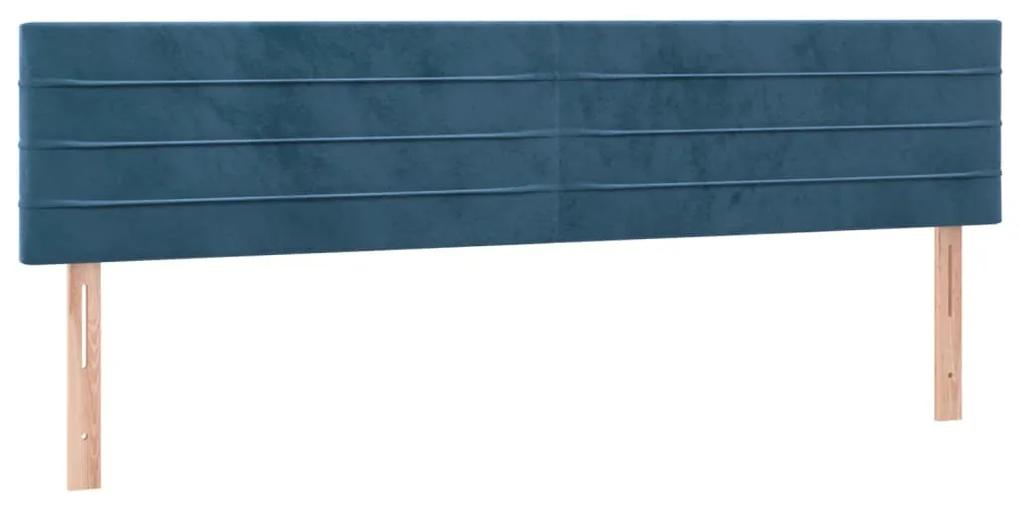 346170 vidaXL Tăblii de pat, 2 buc, albastru închis, 80x5x78/88 cm, catifea