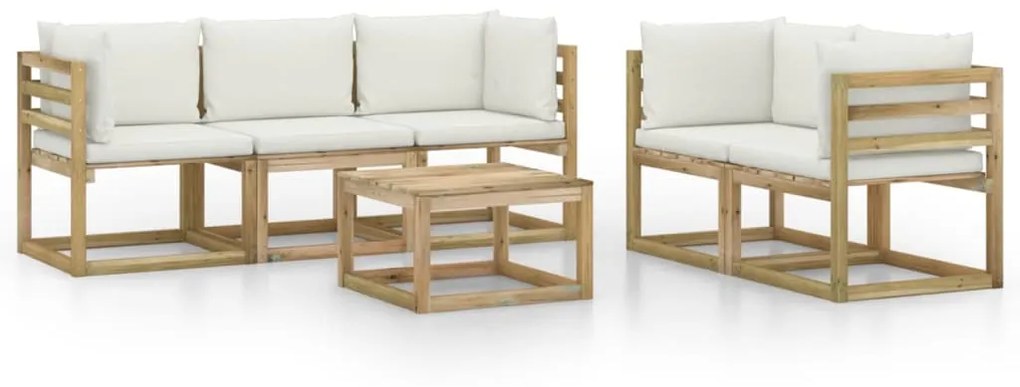 3065005 vidaXL Set mobilier de grădină cu perne crem, 6 piese