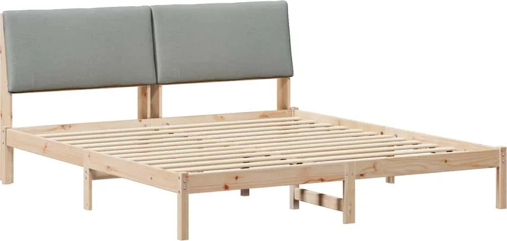 vidaXL Cadru de pat Maro și gri deschis 200 x 200 cm Lemn masiv de pin