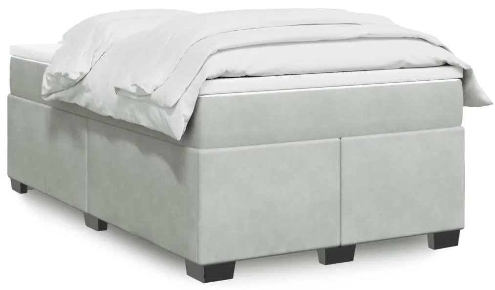 vidaXL Pat box spring cu saltea, gri deschis, 120x190 cm, catifea