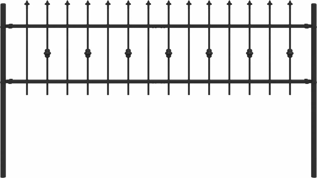 vidaXL Gard cu țărușe Negru 200 x 130 cm Oțel vopsit electrostatic